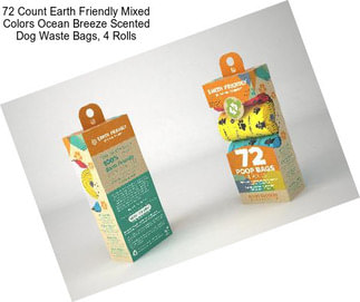 72 Count Earth Friendly Mixed Colors Ocean Breeze Scented Dog Waste Bags, 4 Rolls