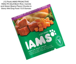 (12 Pack) IAMS PROACTIVE HEALTH Adult Beef, Rice, Carrots and Green Beans Flavor Chunks in Gravy Wet Dog Food 13.0 Ounces