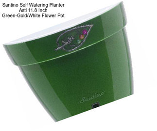 Santino Self Watering Planter Asti 11.8 Inch Green-Gold/White Flower Pot