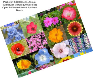 Packet of 3,000 Seeds, Annual Wildflower Mixture (20 Species) Open Pollinated Seeds By Seed Needs