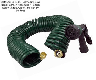 Instapark GHN-06 Heavy-duty EVA Recoil Garden Hose with 7-Pattern Spray Nozzle, Green, 3/4 Inch by 50-Foot