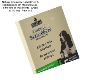 Natural Chemistry Natural Flea & Tick Squeeze-On Medium Dogs - 5 Months of Treatments - (Dogs 25-50 lbs) - Pack of 2