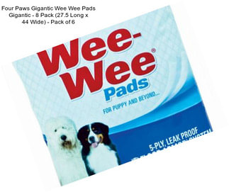 Four Paws Gigantic Wee Wee Pads Gigantic - 8 Pack (27.5 Long x 44 Wide) - Pack of 6