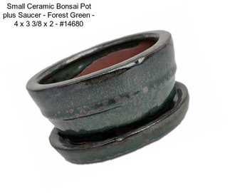 Small Ceramic Bonsai Pot plus Saucer - Forest Green - 4\