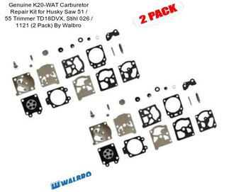 Genuine K20-WAT Carburetor Repair Kit for Husky Saw 51 / 55 Trimmer TD18DVX, Stihl 026 / 1121 (2 Pack) By Walbro