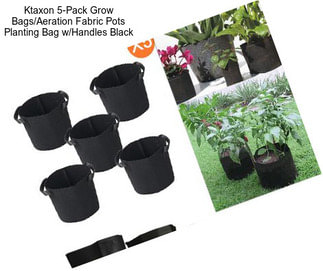 Ktaxon 5-Pack Grow Bags/Aeration Fabric Pots Planting Bag w/Handles Black