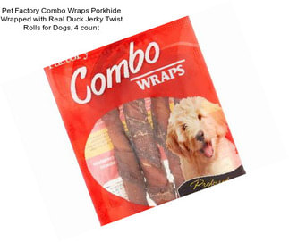 Pet Factory Combo Wraps Porkhide Wrapped with Real Duck Jerky Twist Rolls for Dogs, 4 count