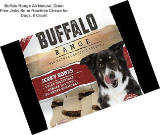Buffalo Range All Natural, Grain Free Jerky Bone Rawhide Chews for Dogs, 6 Count