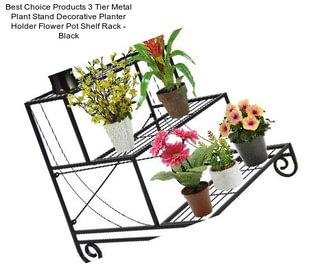 Best Choice Products 3 Tier Metal Plant Stand Decorative Planter Holder Flower Pot Shelf Rack - Black