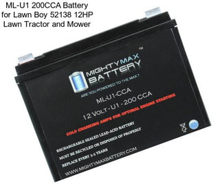 ML-U1 200CCA Battery for Lawn Boy 52138 12HP Lawn Tractor and Mower