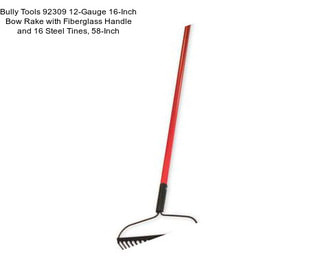 Bully Tools 92309 12-Gauge 16-Inch Bow Rake with Fiberglass Handle and 16 Steel Tines, 58-Inch