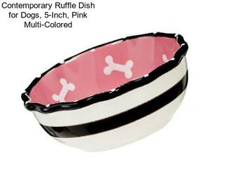 Contemporary Ruffle Dish for Dogs, 5-Inch, Pink Multi-Colored