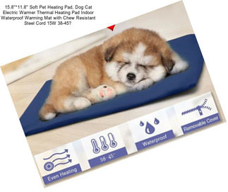 15.8\'\'*11.8\'\' Soft Pet Heating Pad, Dog Cat Electric Warmer Thermal Heating Pad Indoor Waterproof Warming Mat with Chew Resistant Steel Cord 15W 38-45℃