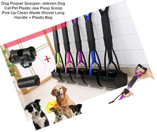 Dog Pooper Scooper- Jeteven Dog Cat Pet Plastic Jaw Poop Scoop Pick Up Clean Waste Shovel Long Handle + Plastic Bag