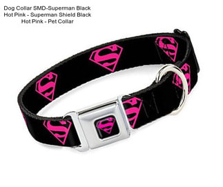 Dog Collar SMD-Superman Black Hot Pink - Superman Shield Black Hot Pink - Pet Collar