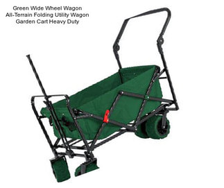 Green Wide Wheel Wagon All-Terrain Folding Utility Wagon Garden Cart Heavy Duty
