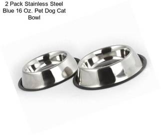 2 Pack Stainless Steel Blue 16 Oz. Pet Dog Cat Bowl