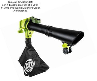 Sun Joe SBJ605E-RM 3-in-1 Electric Blower | 250 MPH | 14 Amp | Vacuum | Mulcher | Green (Refurbished)