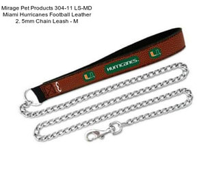 Mirage Pet Products 304-11 LS-MD Miami Hurricanes Football Leather 2. 5mm Chain Leash - M