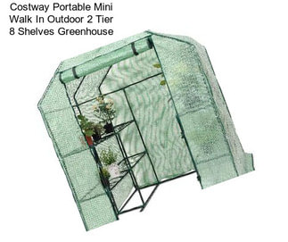 Costway Portable Mini Walk In Outdoor 2 Tier 8 Shelves Greenhouse