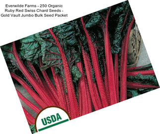 Everwilde Farms - 250 Organic Ruby Red Swiss Chard Seeds - Gold Vault Jumbo Bulk Seed Packet