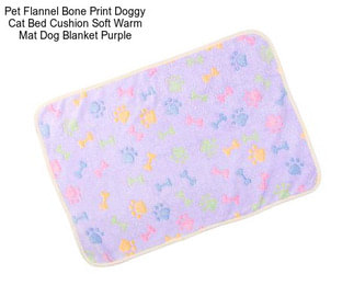 Pet Flannel Bone Print Doggy Cat Bed Cushion Soft Warm Mat Dog Blanket Purple