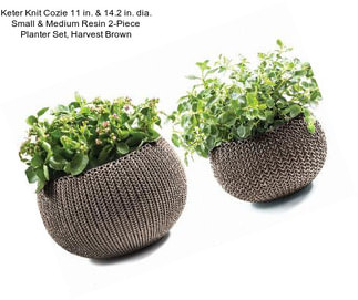 Keter Knit Cozie 11 in. & 14.2 in. dia. Small & Medium Resin 2-Piece Planter Set, Harvest Brown