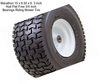 Marathon 15 x 6.50 x 6, 3 Inch Hub Flat Free 3/4 Inch Bearings Riding Mower Tire