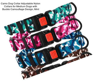 Camo Dog Collar Adjustable Nylon Collars for Medium Dogs with Buckle Camouflage Design, Mint