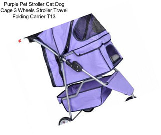 Purple Pet Stroller Cat Dog Cage 3 Wheels Stroller Travel Folding Carrier T13