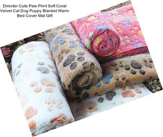 Directer Cute Paw Print Soft Coral Velvet Cat Dog Puppy Blanket Warm Bed Cover Mat Gift