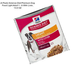 (4 Pack) Science Diet Premium Dog Food Light Adult 1 - 6 With Liver, 13.0 OZ