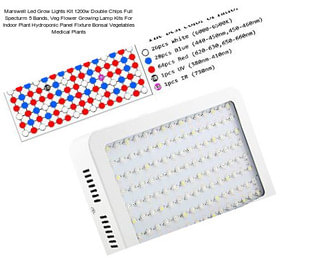 Marswell Led Grow Lights Kit 1200w Double Chips Full Specturm 5 Bands, Veg Flower Growing Lamp Kits For Indoor Plant Hydroponic Panel Fixture Bonsai Vegetables Medical Plants