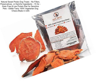 Natural Sweet Potato Dog Treats - No Fillers, Preservatives, or Harmful Ingredients - 15 Oz - Grain Free & Low Protein Diet for Sensitive Pets - Edible Tasty 100% Vegetarian Dog Chews-Made in USA