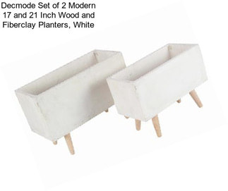 Decmode Set of 2 Modern 17 and 21 Inch Wood and Fiberclay Planters, White