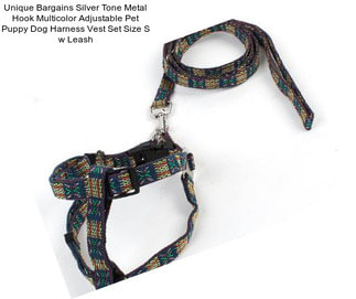 Unique Bargains Silver Tone Metal Hook Multicolor Adjustable Pet Puppy Dog Harness Vest Set Size S w Leash