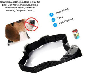 CoastaCloud Dog No Bark Collar for Bark Control 6 Levels Adjustable Sensitivity Control, No Harm Warning Beep and Shock