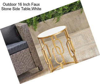 Outdoor 16 Inch Faux Stone Side Table,White