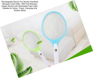 Rechargeable Electric Fly Swatter Handheld Mosquito Insect Killer, 3500 Volt Mosquito Zapper Racket with Detachable Flash Light, Suitable for Indoor, Travel, Campings and Outdoor (Blue)