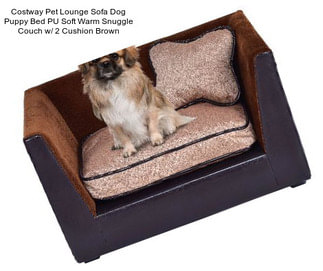 Costway Pet Lounge Sofa Dog Puppy Bed PU Soft Warm Snuggle Couch w/ 2 Cushion Brown