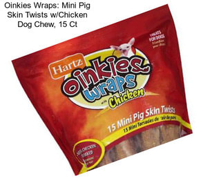 Oinkies Wraps: Mini Pig Skin Twists w/Chicken Dog Chew, 15 Ct