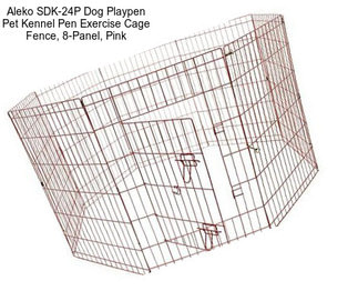 Aleko SDK-24P Dog Playpen Pet Kennel Pen Exercise Cage Fence, 8-Panel, Pink