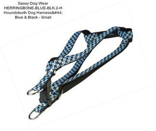 Sassy Dog Wear HERRINGBONE-BLUE-BLK.2-H Houndstooth Dog Harness, Blue & Black - Small