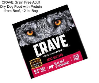 CRAVE Grain Free Adult Dry Dog Food with Protein from Beef, 12 lb. Bag