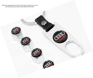 US85 Audi Logo Emblem Auto Car Wheel Tire Air Valve Caps Stem Dust Cover & Keychain Ring Accessories Decoration Birthday Gift (Chrome)