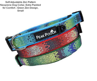 Soft Adjustable Zen Pattern Neoprene Dog Collar, Extra Padded for Comfort - Green Zen Design, Small