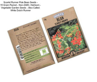 Scarlet Runner Pole Bean Seeds - 15 Gram Packet - Non-GMO, Heirloom - Vegetable Garden Seeds - Also Called: White Dutch Runner