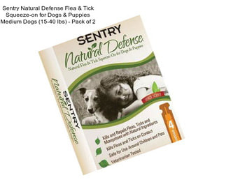 Sentry Natural Defense Flea & Tick Squeeze-on for Dogs & Puppies Medium Dogs (15-40 lbs) - Pack of 2