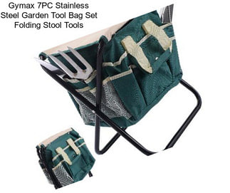 Gymax 7PC Stainless Steel Garden Tool Bag Set Folding Stool Tools