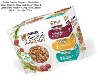 Purina Beneful Prepared Meals Beef Stew, Chicken Stew, and Savory Rice & Lamb Stew Adult Wet Dog Food Variety Pack - (6) 10 oz. Tubs